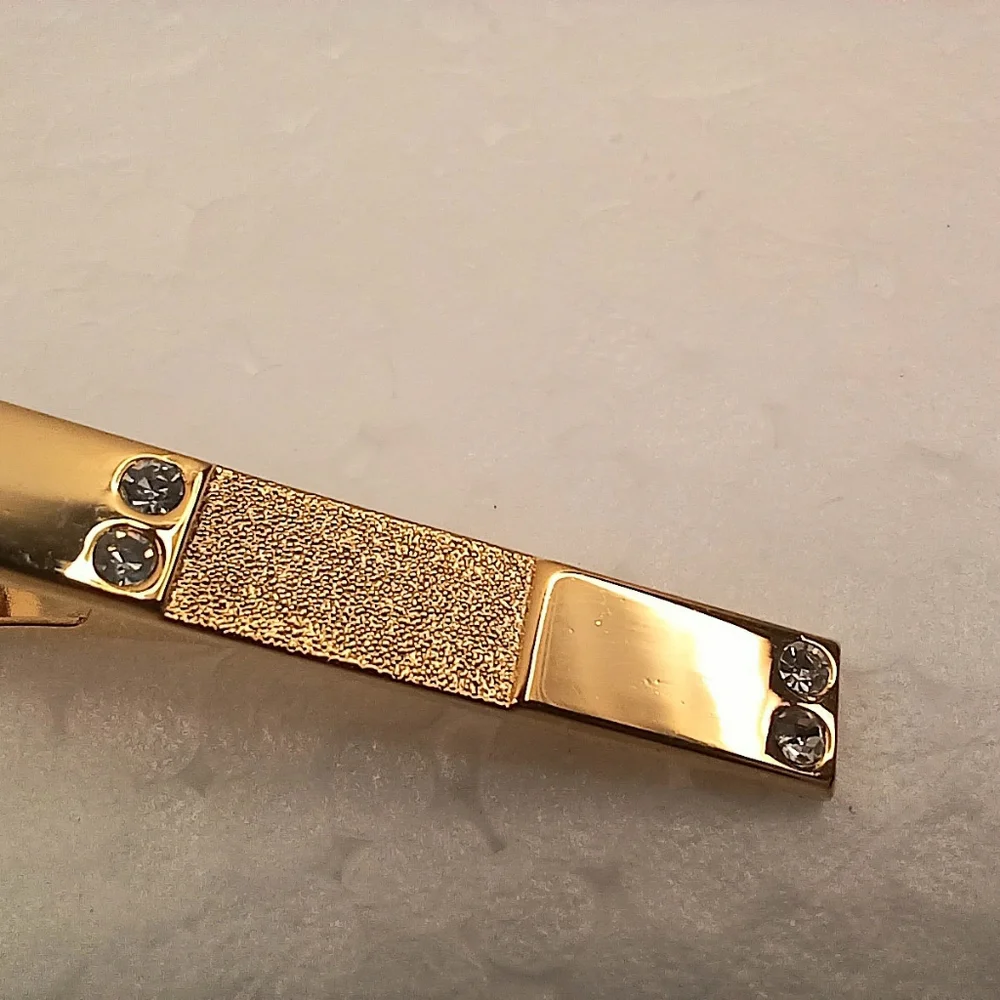 Tie Clip Bar, Cufflinks, Textured Gold Crystals Vintage Space Age Classic